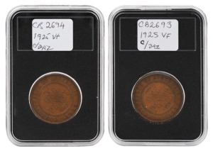 GEORGE V, 1925 Pennies, (2) VF.