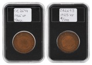 GEORGE V, 1925 Pennies, (2) VF.