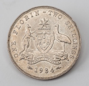 Florin: George V, 1934, Aunc.