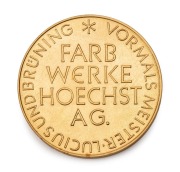 1963&nbsp;100th Anniversary of Farbwerke Hoechst AG, 18ct gold medallion, Unc. 7.98g.