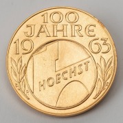 1963&nbsp;100th Anniversary of Farbwerke Hoechst AG, 18ct gold medallion, Unc. 7.98g. - 2