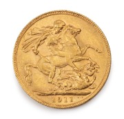 1911 Sovereign, GEORGE V, St. George reverse, Perth, Unc.