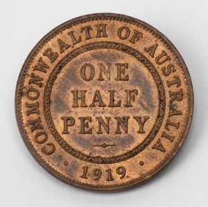 Half Penny: George V, 1919, Aunc;
