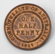 HALF PENNY: GEORGE V, 1919, aUnc;&nbsp;