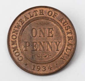 PENNY: GEORGE V, 1934 lustrous Unc.