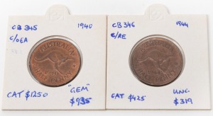 Halfpennies: George Vi 1940 And 1944, (2) Unc.