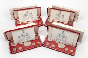 BAHAMAS: 1974 Proof sets of 9 coins in original presentation cases, with certificates; one case defective. (4 sets).