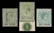 BAHAMAS: 1863 - 1976 collection in an album; noted Edward VII definitives to &pound;1, most War Tax surcharges, George V definitives to &pound;1, George VI definitives to &pound;1 with extra 5/- shades, 1942 Columbus set to &pound;1, 1948 Tercentenary set to &pound;1 (FU), 1954 QEII p