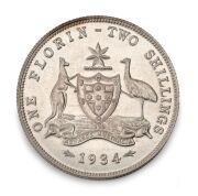 GEORGE V, 1934 Florin, PROOF. An extremely lovely example of this rare proof.