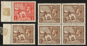 GREAT BRITAIN: 1925 (SG.432-33) British Empire Exhibition pair MLH plus 1½d in blk.4 (2**,2*). Cat.£255.