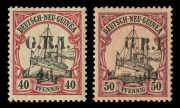 NEW GUINEA - 'G.R.I.' Overprints: 1914-15 (SG.9 & 10) 4d on 40pfg black & carmine, and 5d on 50pfg black & purple on buff, (2) MLH. Cat.&pound;1450.