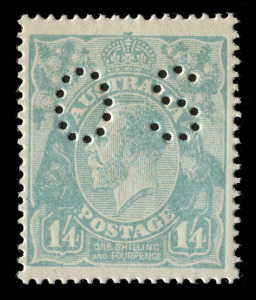 KGV Heads - Single Watermark: 1/4 blue-green, perforated OS; well centred MUH. BW: 128ba; SG.O75.
