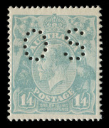 KGV Heads - Single Watermark: 1/4 blue-green, perforated OS; well centred MUH. BW: 128ba; SG.O75.