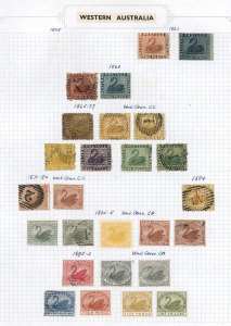 WESTERN AUSTRALIA: 1861-1900s range on album pages; some useful items noted incl Mint to 5/-. (60+).