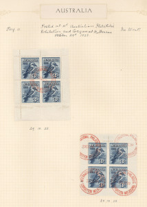 1928 3d Kookaburra Miniature Sheets cancelled-to-order at the Melbourne Philatelic Exhibition: 29th October (red), 30th October (red), 31st October (blue), 1st November (red), an attractive group. (4 M/Sheets). BW: $1950.
