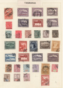 AUSTRALIAN COLONIES & STATES: A range on album pages; noted NSW 20/- Carrington *, various OS Overprints to 1/- *, Tasmania 10/- Tablet FU, Queensland 2/6, 5/- & &pound;1 CTO, South Australia 2/6, 5/- & 10/- CTO, Victoria Stamp Duty types to &pound;1 CTO, etc. (qty).