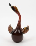 An amber glass swan ornament, acid etched mark to base, 21.5cm high - 2