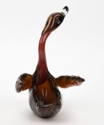 An amber glass swan ornament, acid etched mark to base, 21.5cm high - 4