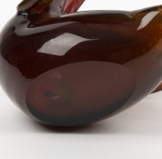 An amber glass swan ornament, acid etched mark to base, 21.5cm high - 5