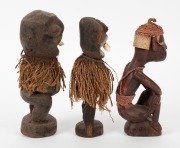 Three tribal statues, carved wood, fibre and tooth with earth pigments, African origin, the largest 22cm high - 2