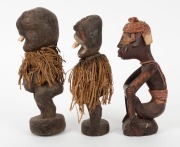 Three tribal statues, carved wood, fibre and tooth with earth pigments, African origin, the largest 22cm high - 4