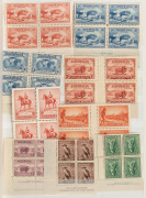 A mainly pre-decimal Australian accumulation in a small album, noted KGV 4d olive Imprint blk.4, 1937 NSW Sesqui set in Imprint blks.4, AIF set in Imprint blks.4, 3d Macarthur Imp.blk.12, 2d & 3d Victoria Imp.blks.12, 3d Jubilee Imp.blk.12; singles, some 