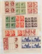 A mainly pre-decimal Australian accumulation in a small album, noted KGV 4d olive Imprint blk.4, 1937 NSW Sesqui set in Imprint blks.4, AIF set in Imprint blks.4, 3d Macarthur Imp.blk.12, 2d & 3d Victoria Imp.blks.12, 3d Jubilee Imp.blk.12; singles, some - 3