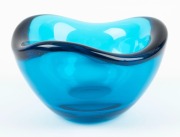 ORREFORS&nbsp;Swedish blue art glass bowl, 7.5cm high, 12cm wide - 2