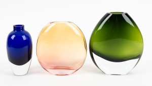 Three sommerso glass vases, ​​​​​​​the largest 15cm high