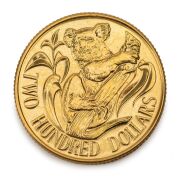 TWO HUNDRED DOLLARS, 1980 $200 gold Koala, uncirculated; in plastic pouch of issue.