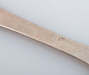Four antique CHANNEL ISLANDS silver&nbsp;trefid spoons, 18th century, marks illegible but two possibly by PIERRE AMIRAUX, approximately 17.5cm long, 108 grams total - 3