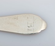 Four antique CHANNEL ISLANDS silver&nbsp;trefid spoons, 18th century, marks illegible but two possibly by PIERRE AMIRAUX, approximately 17.5cm long, 108 grams total - 6
