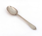 A 17th/18th century CHANNEL ISLANDS silver trefid&nbsp;spoon stamped "C.I." or "G.I.", most likely from Jersey, circa 1700, engraved "G.L.B.", 19cm long, 38 grams