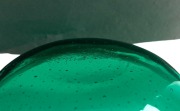 Two green art glass bowls, both with engraved signatures (illegible), ​​​​​​​28cm diameter - 3