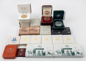 A collection remainder comprising of 1982 $10 silver coin, 1984 $1 Proofs (5), 1987 $10 silver Proof, 1988 $2 Proofs (2), 1988 $5 Proofs (2), 1989 $10 silver Proofs (2), RAM bronze (1) & silver (2) Wildflower medallions, 2000 Olympics silver coin series medallions (2) and gold coin series medallions (2), 2003 silver Kookaburra 2oz, 1oz (2 different) Proofs, and 2003 Boer War 1oz and 2oz Tribute boxed sets (x2). (Total: 25 items).