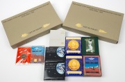 FIVE DOLLAR COINS: 1988 Proof (1), 1990 ANZAC Proofs (2 sets of 2), 1992 Year of Space Proofs (2), 1994 Enfranchisement of Women Proofs (2), 1996 Bradman Proof (1), 1998 Flying Doctor Proof (1) plus a carded $5 bi-metallic coin + phonecard. (10 items in o