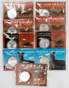 RAM KANGAROO SILVER DOLLARS in cards as issued: 1993 (2), 1994 (2), 1995 (2), 1996 (2) and 1997 (1). (Total: 9).