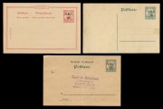 NEW GUINEA - 'G.R.I.' Overprints: POSTAL&nbsp; CARDS: 1915 G.R.I. Overprinted German New Guinea Postal Cards: NG2 1d on 5pf Green (diamond wmk), NG5 2d on 10pf Carmine, both Unused; together with NG3 1d on 5pf Green Unused (with handstamped addressee), (3 item