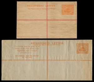PAPUA: POSTAL STATIONERY: 1927 4d Lakatoi Registration Envelopes, both sizes in fine Unused condition, (2). BW: PAP3 & 4 - Cat.$1400.