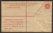 PAPUA: POSTAL STATIONERY: 1927 4d Lakatoi Registration Envelope, standard size, Unused. BW: PAP3 - Cat. $400. - 2
