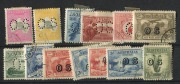 Kangaroos - Third Watermark: 10/- Grey & Aniline-Pink perf.OS CTO; 5/- Small Multi perf OS CTO, plus 3d Kooka, 1Ѕd Canberra, 1Ѕd Swan, 3d Air and 3d Sturt all perf.OS CTO; plus OS Overprinted 2d & 3d K-Smith, 6s sepia Air, 2d & 3d Bridge and 1/- Lyrebird,