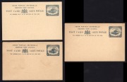 PAPUA: POSTAL CARDS: 1901 1d Red and 1&frac12;d Blue Lakatois, 3 examples of each Unused, together with a1d Card used in November 1911 from DARU&nbsp;to England, (7 items). BW: $1000 - 2
