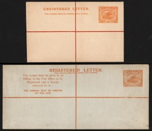 PAPUA: POSTAL STATIONERY: 1927 4d Lakatoi Registration Envelopes, both sizes in fine Unused condition, (2). BW: PAP3 & 4 - Cat.$1400.