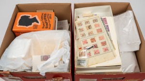 AUSTRALIA: Australia and World stamps and covers in two large cartons; much on-paper.