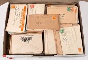 NEW ZEALAND - Postal History: POSTMARKS: A substantial accumulation of commercial mail, late 1940s - early 1950s; not much to say about the adhesives, but a very wide range of postmarks noted, (circa 2,500 covers).