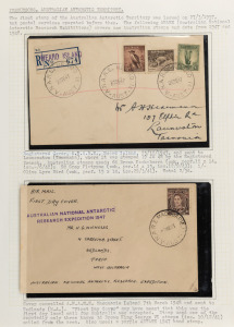 AUSTRALIAN ANTARCTIC TERRITORY collection including Dec.1947 Registered cover from HEARD ISLAND, March 1948 Airmail cover from MACQUARIE ISLAND, pre-decimals single set plus blks.4, later sets including some blocks to 1994; also CHRISTMAS ISLAND 1993-94 issues, mainly in gutter blks.10. MUH.
