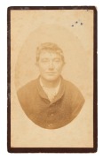 TASMANIAN CONVICT PHOTOGRAPH: A carte-de-visite, annotated verso: "Percy Westaway, Launceston". Westaway, a native born 28 year old engine driver and miner, was found guilty of larceny at the Supreme Court Launceston on 27th March 1890. He was imprisoned