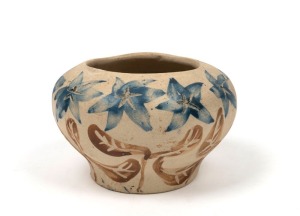 ARTHUR MERRIC BOYD unusual pottery vase with sgraffito and hand-painted decoration, signed "A. M. Boyd", 8cm high, 13cm wide