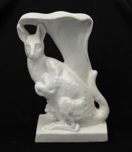 An antique white porcelain kangaroo vase, 19th century, 15.5cm high