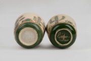 CARL COOPER two pottery teacups with incised cactus in landscape, incised "Cooper" and "Carl Cooper", the larger 6cm high - 2